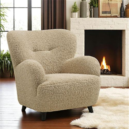 Fauteuil Beige Taupe En Tissu Berlin