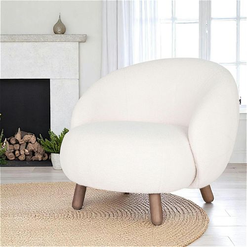 Fauteuil Rond Contemporain En Peau De Mouton Synthétique Berlin