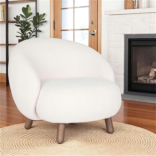 Fauteuil Rond Contemporain En Peau De Mouton Synthétique Berlin