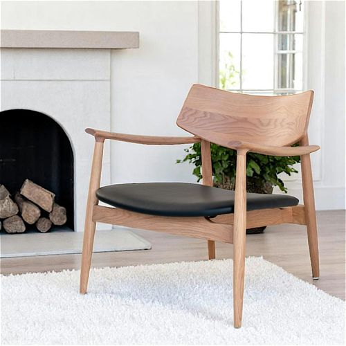 Fauteuil Design En Chêne Avec Assise Noire Berlin