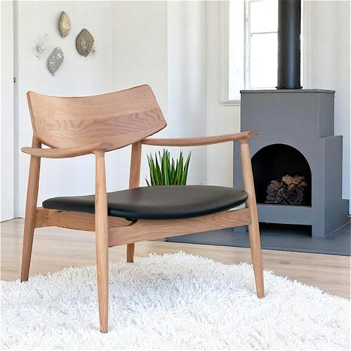 Fauteuil Design En Chêne Avec Assise Noire Berlin