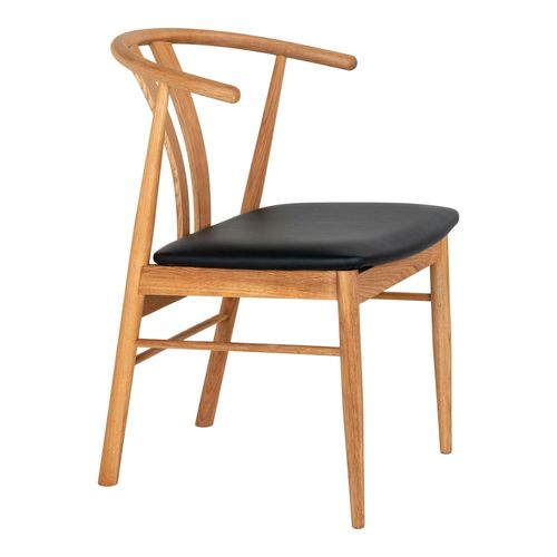 Chaise De Salle à Manger Design En Bois De Chêne Avec Assise Noire (lot De 2) Berlin