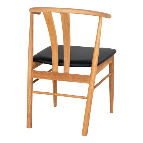 Chaise De Salle à Manger Design En Bois De Chêne Avec Assise Noire (lot De 2) Berlin