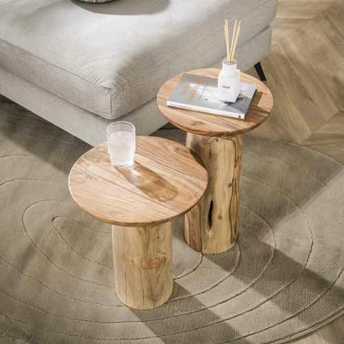 Table D’appoint Bois – Plateau Sculpté, 55 Cm Melbourne