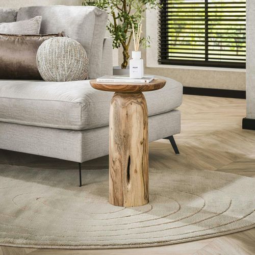 Table D’appoint Bois – Plateau Sculpté, 55 Cm Melbourne