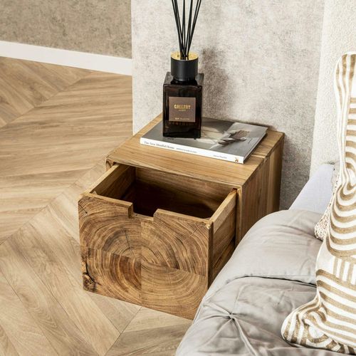 Table De Chevet Bois – 1 Tiroir, Forme Cube Melbourne