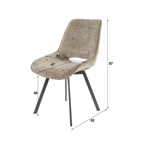 Chaise Pivotante Confort – Taupe, Dos Ajouré (lot De 2) Ascoli