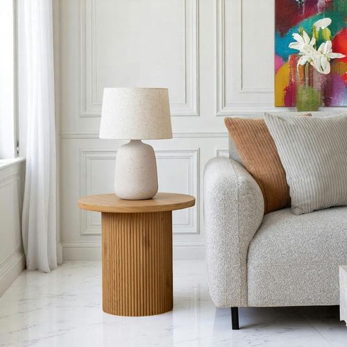 Bout De Canapé Rond Effet Bois Blond Matera