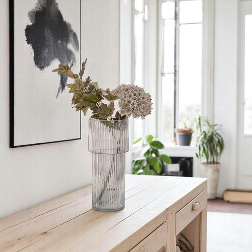 Vase Décoratif En Verre Rainuré