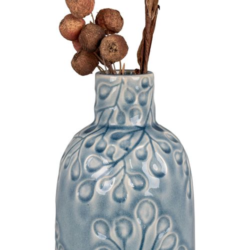 Vase Décoratif Bleu Avec Motif Fleurs