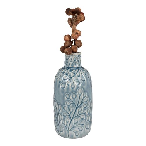 Vase Décoratif Bleu Avec Motif Fleurs