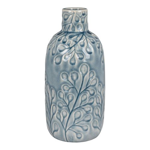 Vase Décoratif Bleu Avec Motif Fleurs