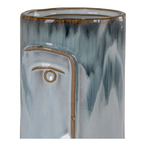Vase Moderne Bleu Avec Motif Visage