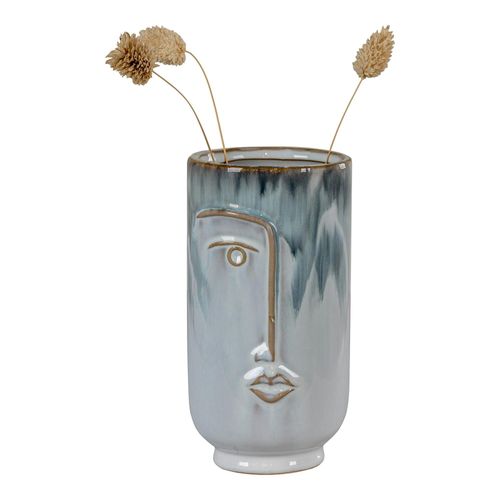 Vase Moderne Bleu Avec Motif Visage