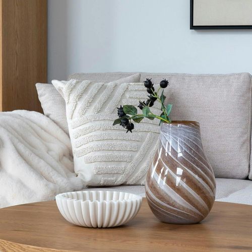 Vase Décoratif Marron Et Blanc En Verre