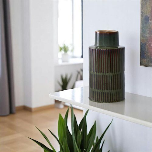 Vase Vintage Marron Et Vert