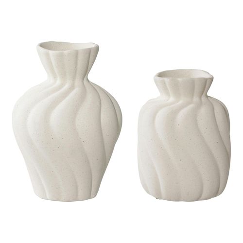 Vase Corolle En Céramique Blanche (ensemble De 2)