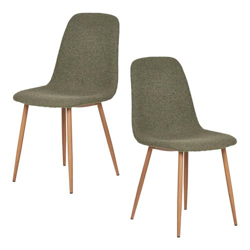 Chaise De Salle à Manger Verte En Tissu Bouclette (lot De 2) Berlin
