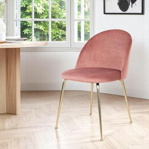 Chaise En Velours Rose à Dossier Rond (lot De 2) Montreux