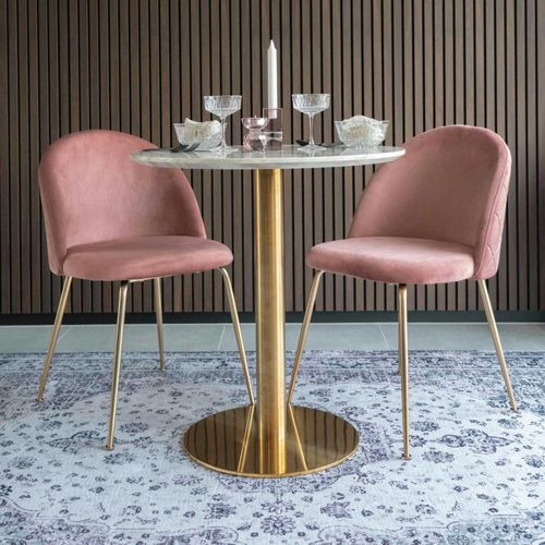 Chaise En Velours Rose à Dossier Rond (lot De 2) Montreux