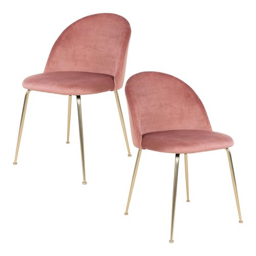 Chaise En Velours Rose à Dossier Rond (lot De 2) Montreux