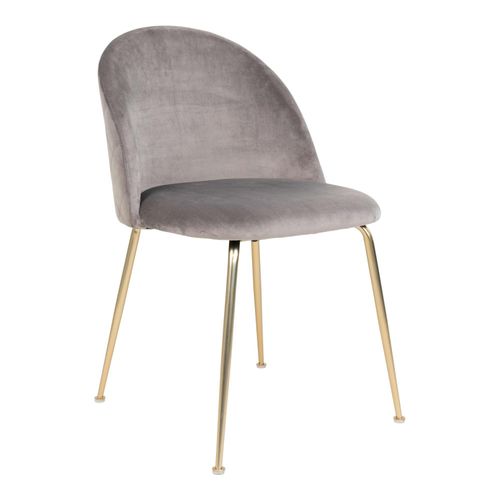 Chaise En Velours Gris à Dossier Rond (lot De 2) Montreux