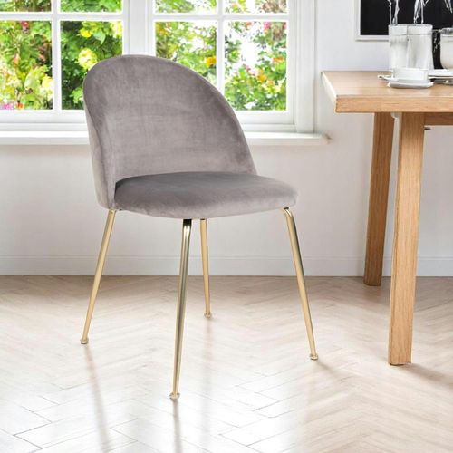 Chaise En Velours Gris à Dossier Rond (lot De 2) Montreux