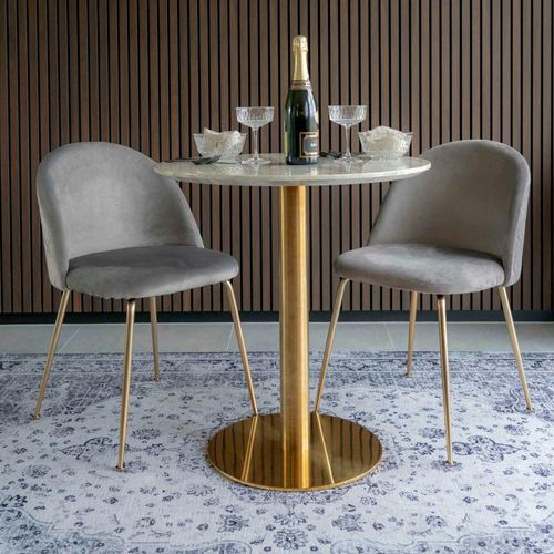 Chaise En Velours Gris à Dossier Rond (lot De 2) Montreux