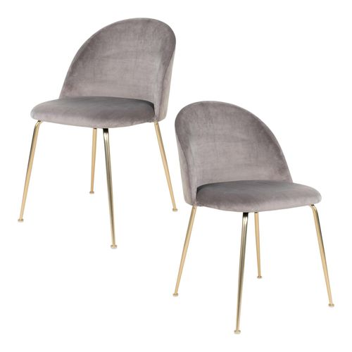 Chaise En Velours Gris à Dossier Rond (lot De 2) Montreux