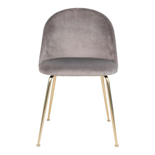 Chaise En Velours Gris à Dossier Rond (lot De 2) Montreux