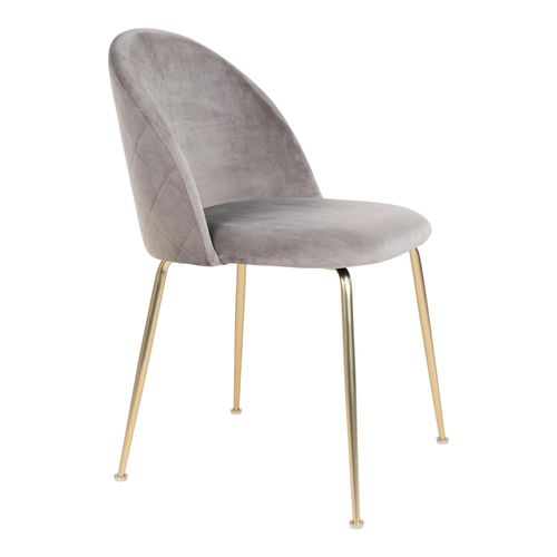 Chaise En Velours Gris à Dossier Rond (lot De 2) Montreux
