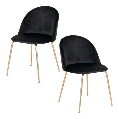 Chaise En Velours Noir à Dossier Rond (lot De 2) Montreux