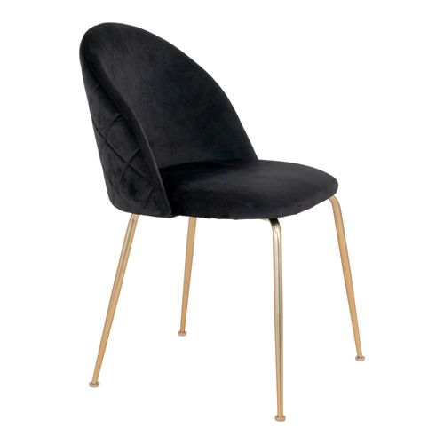 Chaise En Velours Noir à Dossier Rond (lot De 2) Montreux