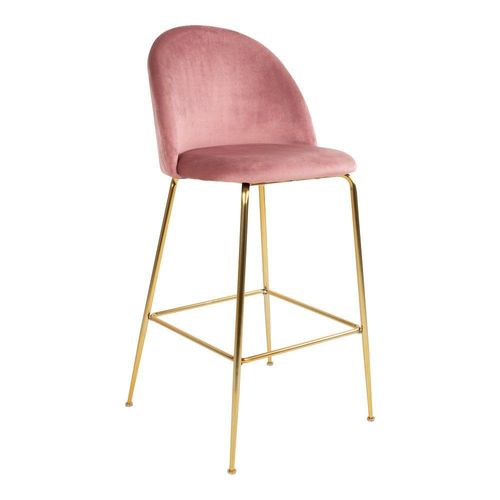 Chaise De Bar Rose En Velours à Dossier Rond (lot De 2) Montreux