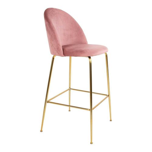 Chaise De Bar Rose En Velours à Dossier Rond (lot De 2) Montreux