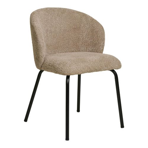 Chaise Beige En Bouclette Avec Dossier Rond (lot De 2) Montreux