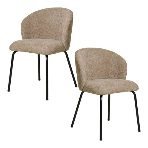 Chaise Beige En Bouclette Avec Dossier Rond (lot De 2) Montreux