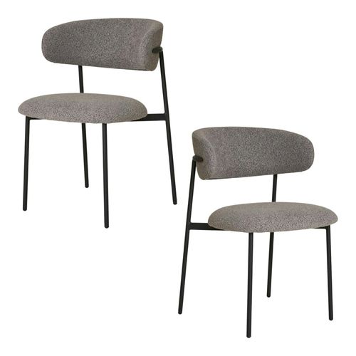 Chaise Gris Clair En Bouclette Avec Dossier Arrondi (lot De 2) Montreux