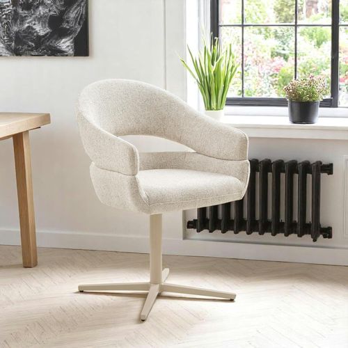 Chaise Pivotante Beige Chiné Design Avec Pied Gris (lot De 2) Montreux