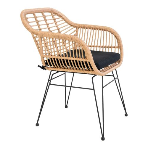 Chaise De Jardin En Rotin Synthétique Avec Accoudoirs Et Coussin D'assise (lot De 2) Ibiza