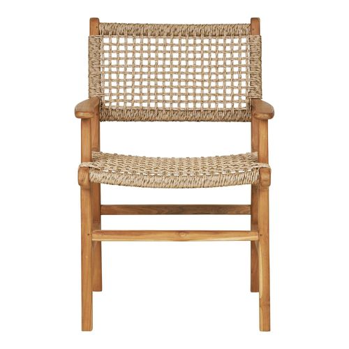 Chaise De Jardin En Teck Et Résine Tressée Avec Accoudoirs (lot De 2) Mendoza
