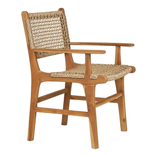 Chaise De Jardin En Teck Et Résine Tressée Avec Accoudoirs (lot De 2) Mendoza