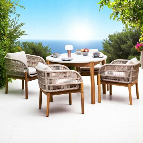 Chaise De Jardin En Bois D'acacia Et Corde Tressée (lot De 2) Mendoza