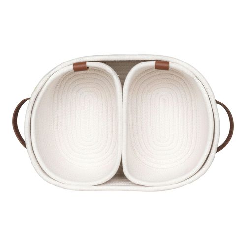Panier De Rangement En Coton Avec Poignées Marron (lot De 3)