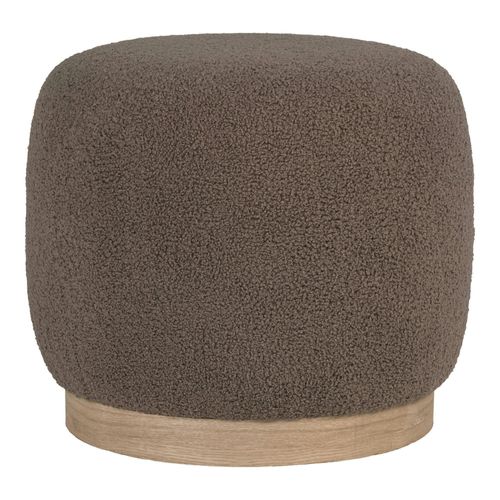 Pouf Rond Marron Effet Fourrure Sur Base Bois Bruges
