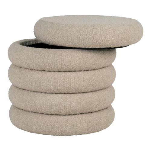 Pouf Avec Rangement, Tissu Bouclette Beige Bruges