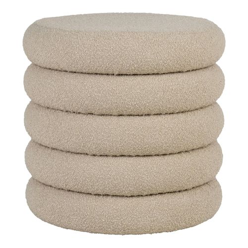 Pouf Avec Rangement, Tissu Bouclette Beige Bruges