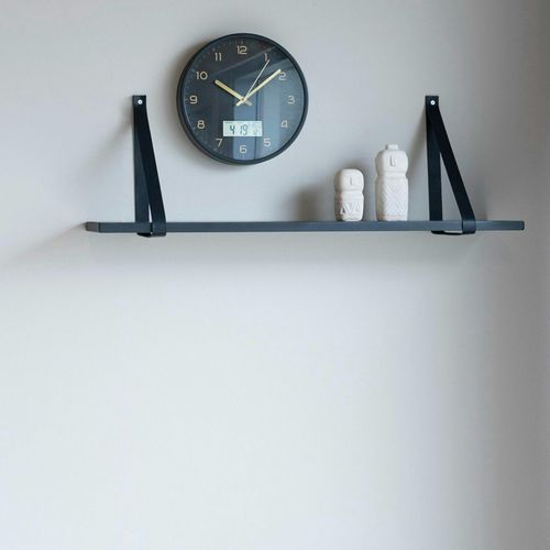 Etagère Murale En Bois Et Cuir Noir 80 Cm Tallinn