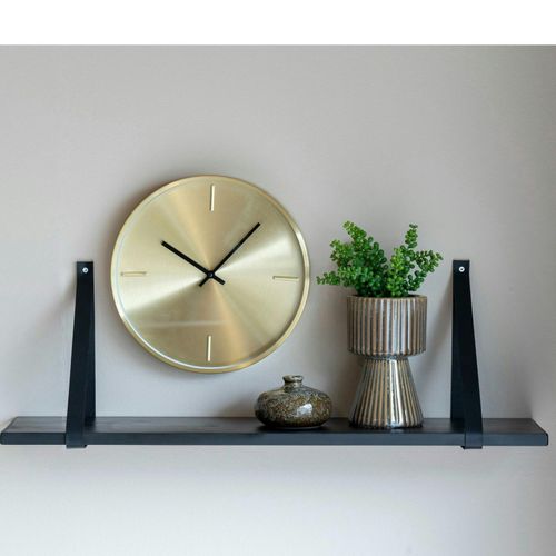 Etagère Murale En Bois Et Cuir Noir 80 Cm Tallinn