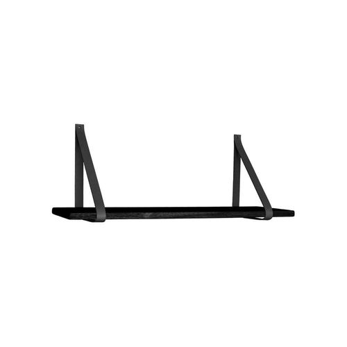 Etagère Murale En Bois Et Cuir Noir 80 Cm Tallinn